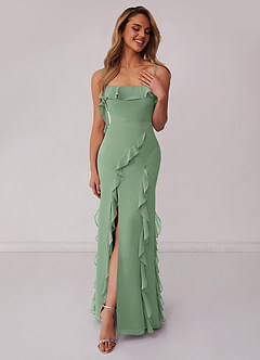 Barbie ♥ Azazie Bridesmaid Dresses Matcha Sheath Bow Chiffon Dress image3