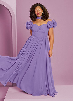 Barbie ♥ Azazie 신부 들러리 드레스 오프숄더 러플 로제트 A라인 드레스 image10