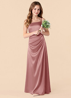 Azazie Renna Junior Dusty Rose Mermaid Pleated Stretch Satin Dress image3