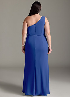 Azazie Liza Bridesmaid Dresses Royal Blue Mermaid One Shoulder Chiffon Dress image7