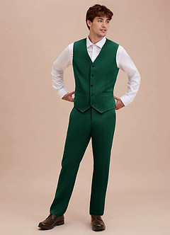 front Ethan Emerald Refined Weave Suit Vest