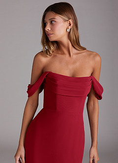 Azazie Saige Bridesmaid Dresses Scarlet A-Line Off the Shoulder Chiffon Convertible Dress image5