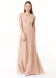 Azazie Organa Abiti da Damigella Abito A-Line in Chiffon Plissettato Rosa Inglese image1