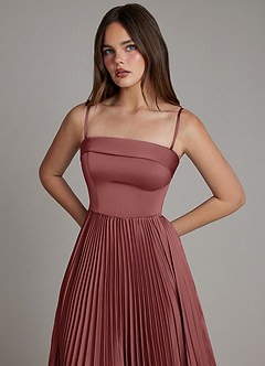 Azazie Mariana Bridesmaid Dresses Amethyst A-Line Pleated Stretch Satin Dress image2