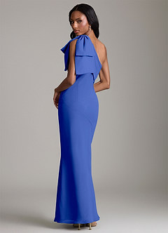 Azazie Yuanna Bridesmaid Dresses Royal Blue Mermaid One Shoulder Chiffon Dress image2