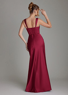Azazie Agustina Robes de demoiselle d'honneur Robe Sirène en Satin extensible Corset Bourgogne image2