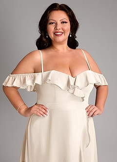 Azazie Lyra Bridesmaid Dresses White Alabaster A-Line Chiffon Convertible Dress image17