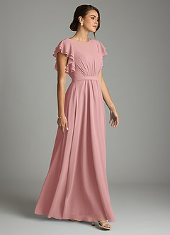 Azazie Daphne Modest Bridesmaid Dresses A-Line Ruffled Chiffon Floor-Length Dress image4