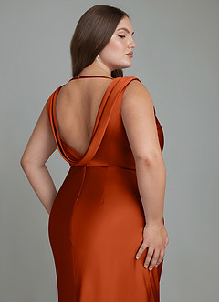 Azazie Kieryn Bridesmaid Dresses Paprika Mermaid Pleated Stretch Satin Dress image12
