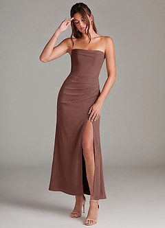 Azazie Leonis Bridesmaid Dresses Espresso Mermaid Strapless Chiffon Convertible Dress image1