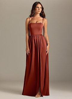 Azazie Calianna Bridesmaid Dresses Terracotta A-Line Off the Shoulder Stretch Satin Convertible Dress image8