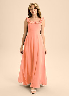 Azazie Callie Junior A-Linie Gestreift Chiffon Kleid Sonnenuntergang image4