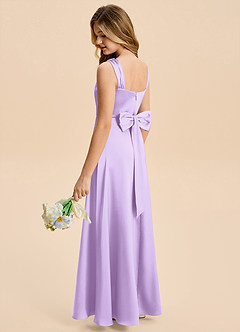Azazie Kiki Junior Lilac A-Line Bow Stretch Satin Dress image2