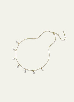 front 14K Gold Plated Stainless Steel Pearl Tassel Necklace And Natural Baroque Earrings Set