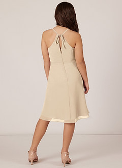 Azazie Doll Junior Champagne A-Line Bow Chiffon Dress image2
