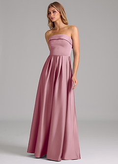 Azazie Lucienne Robes de demoiselle d'honneur Robe Trapèze Convertible en Satin extensible Sans bretelles Mauve Vintage image6