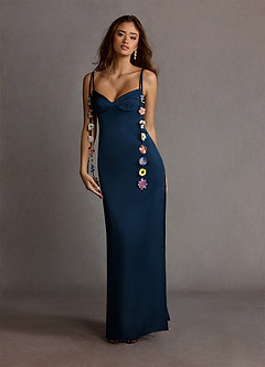 Lorelei Navy Multi Floral Maxi Dress Ready to Ship | Azazie