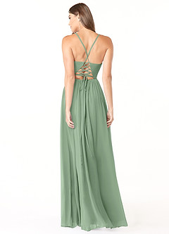 Azazie Aaida Bridesmaid Dresses Matcha A-Line Corset Chiffon Dress image2