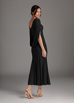 Azazie Bellona Moeder van de bruid jurken Kolom Jurk van Luxe gebreid Boothals Zwart image2