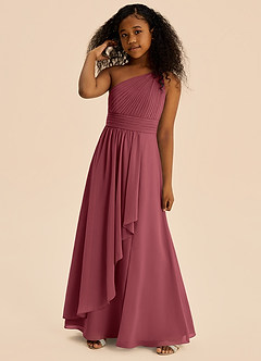 Azazie Skye Junior A-Linie Plissee Chiffon Kleid Merlot image4