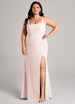 Azazie Mero Bridesmaid Dresses Rose Petal Sheath Pleated Chiffon Dress image9