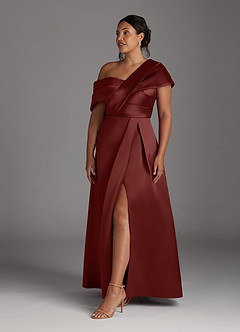 Azazie Marissa Mère de la mariée Robes Robe Trapèze en Mikado Plissé Bourgogne image8