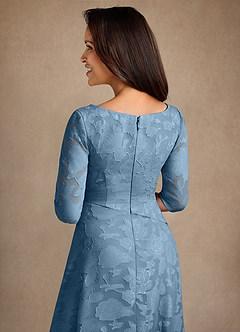 Azazie Durant Mother of the Bride Dresses Steel Blue A-Line Pleated Floral Burnout Dress image5