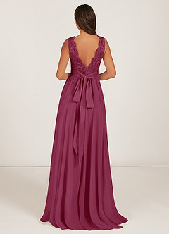 Azazie Gertrude Bridesmaid Dresses A-Line Lace Chiffon Sweep Train Dress image2