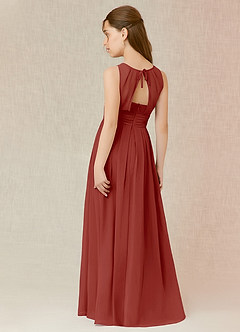 Azazie Bibiane Junior Abito A-Line in Chiffon Plissettato Terracotta image10