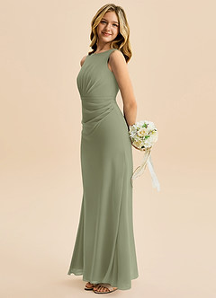 Azazie Floris Junior Robe Trapèze en Mousseline de soie Plissée Pistache image5