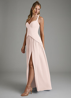 Azazie Michelle Kleider zum Anprobieren zu Hause A-Linie Korsett Chiffon Kleid Zartrosa image3