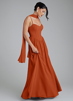 Azazie Alisha Bridesmaid Dresses Burnt Orange A-Line Corset Chiffon Dress image6