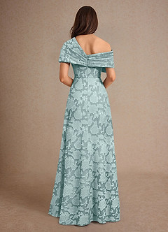 Azazie Milton Mother of the Bride Dresses Mist A-Line Pleated Floral Burnout Dress image2