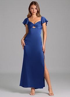 Azazie Demia Bridesmaid Dresses Royal Blue Sheath Sweetheart Neckline Stretch Satin Dress image1