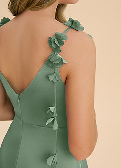 Azazie Gumdrop Junior Matcha Empire Pleated Stretch Satin Dress image6