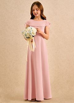 Azazie Kittie Girls Formal Flower Girl Klänningar Klä A-Line i Chiffong image3