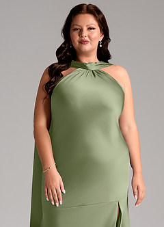 Azazie Kinsley Kleider zum Anprobieren zu Hause Meerjungfrau-Linie Seitliche Cut-Outs Stretch-Satin Kleid Schwarz image12