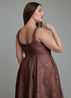 Azazie Amalie Bridesmaid Dresses Espresso A-Line Pleated Floral Burnout Dress image8