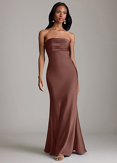 Azazie Saylor Brudtärnklänningar Klä av Sjöjungfru i Stretch Satin Axelbandslös Espresso image2