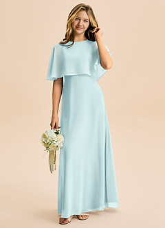 Azazie Maris Junior Abito A-Line in Chiffon Sea Glass image1