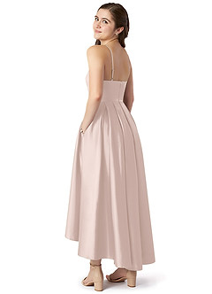 Azazie Jemima Junior Blushing Pink A-Line with Pockets Stretch Satin Dress image5
