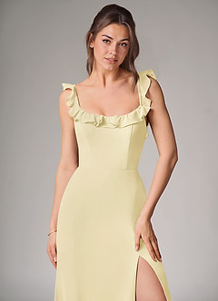 Azazie Callie Bridesmaid Dresses Lemon Sorbet Mermaid Side Slit Chiffon Convertible Dress image5