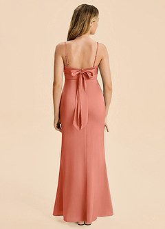 Azazie Mia Junior Salmon Pink Mermaid Pleated Stretch Satin Dress image2