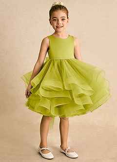 Azazie Tinie Abiti da Ragazza di Fiori Abito Principessa in Tulle Fiocco Citronella image2