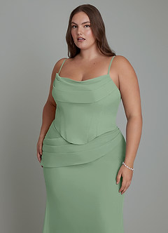 Azazie Sorrel Bridesmaid Dresses Matcha Mermaid Corset Chiffon Dress image17