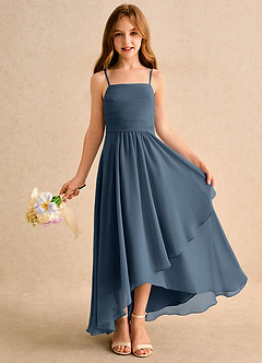 Azazie Twilight Dance Girls Formal Blumenmädchenkleider A-Linie Plissee Chiffon Kleid Neptunblau image1
