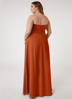 Azazie Arabella Allure Probar vestidos en casa Vestido de Rosa Del Desierto de Gasa de Corte en A Convertible con Escote de Corazón image17