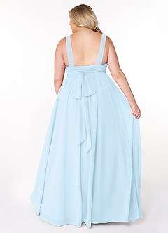 Azazie Kora Robes de demoiselle d'honneur Robe Trapèze en Mousseline de soie Plissée Bleu Ciel image8