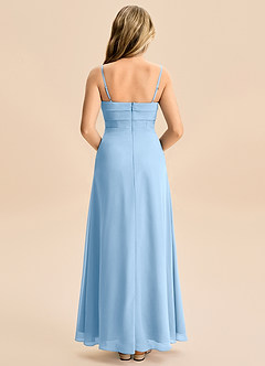 Azazie Jordyn Junior Vestido de Azul Pálido de Gasa de Corte en A con Escote de Corazón image2