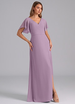 Azazie Ambrosia Jurken voor bruidsmeisjes Jurk van Chiffon met A-Lijn Geplooid Blauweregen image4